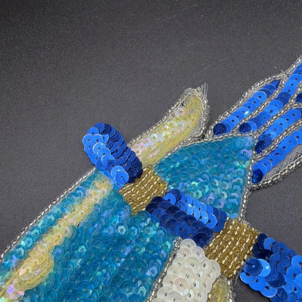 VTG Parrot, Peace Dove, And Heart Beads & Sequins Sew-On Appliqué Patches *READ